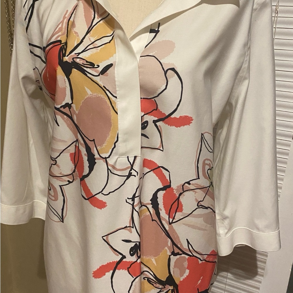 Chico's Floral Blouse in White and Red